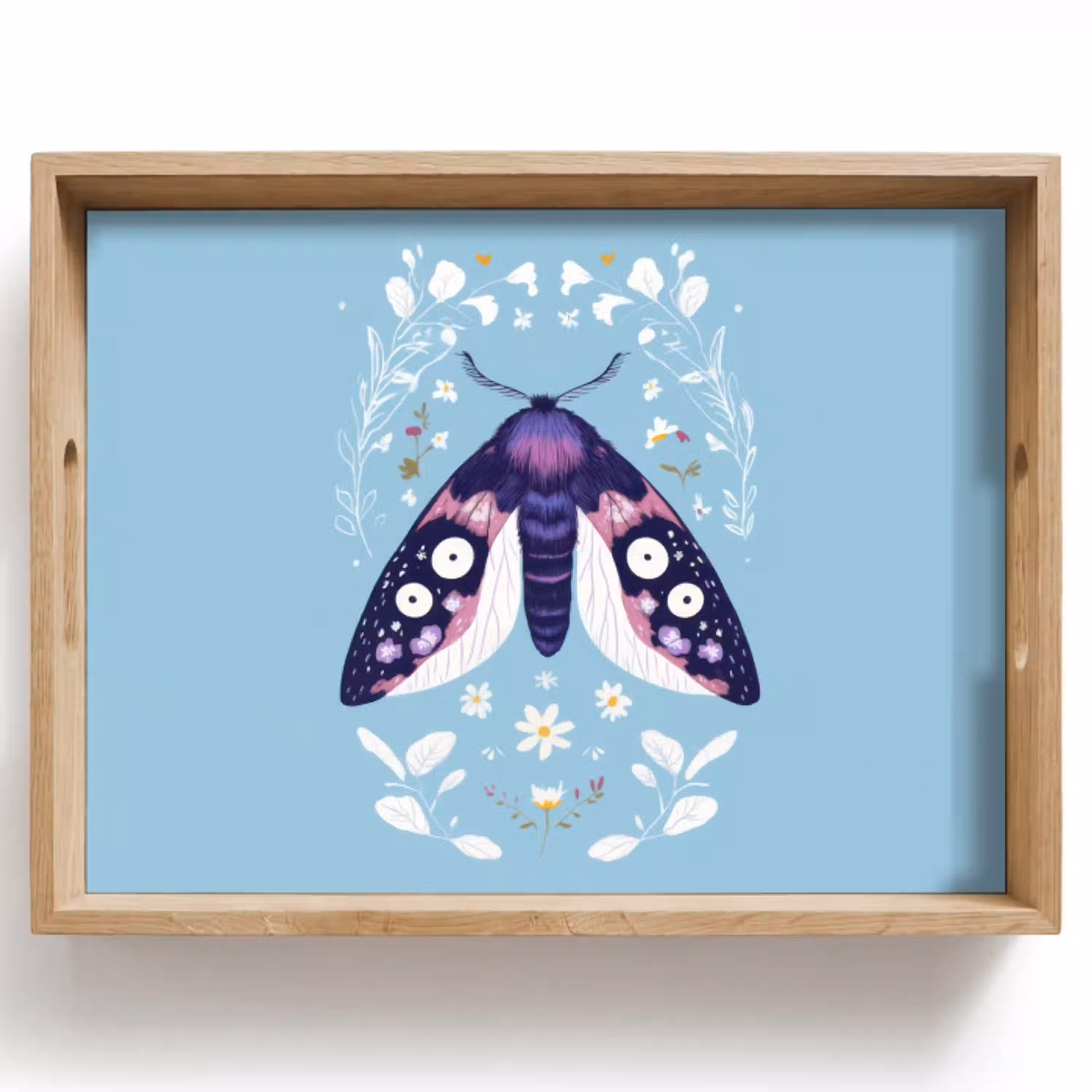 Bladeren - Wit - Vlinder - Insect Dienblad Rechthoek middel -z3d_shopping