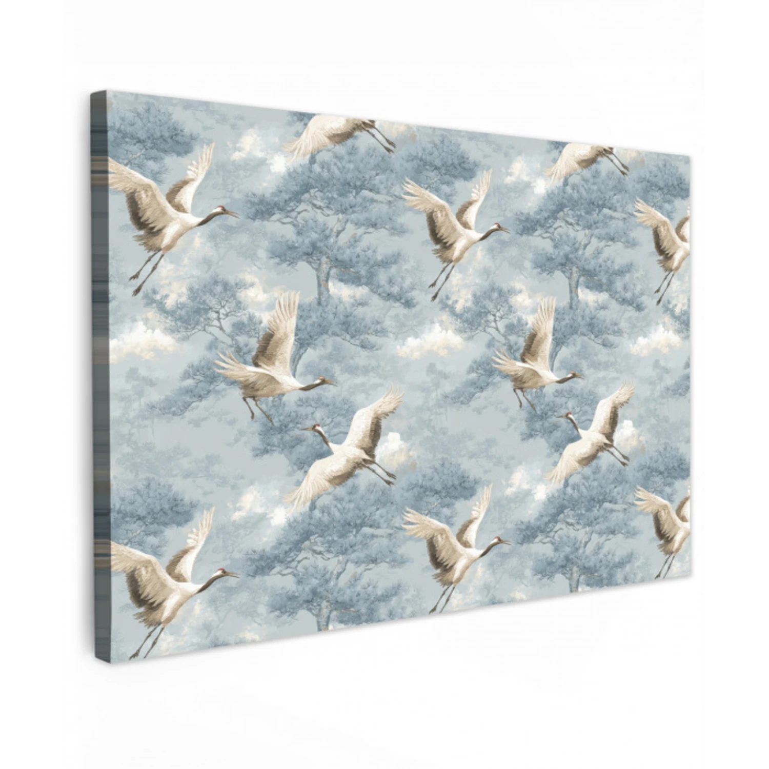 Wolken - Kraanvogels - Blauw canvas 2cm klein 34 -z3d