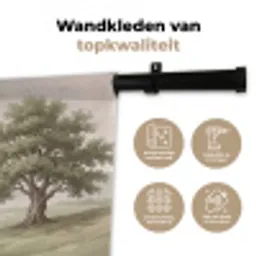 Heuvellandschap - Bomen - Natuur - Groen Wandkleed katoen klein -sfeer2