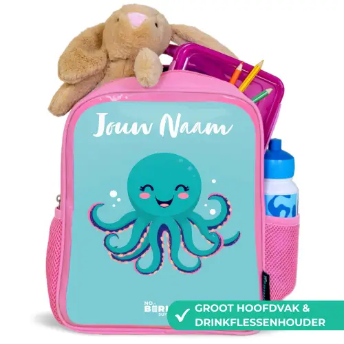 Octopus - Water - Blauw Kinderrugzak - Roze middel -inhoud_NL