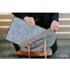 Abstract - Blauw - Bladeren laptophoes neopreen klein -tas