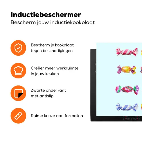 Snoepjes - Realistisch - Kleurrijk Inductie beschermer vinyl 3mm klein -zzzzzzz-td-ups