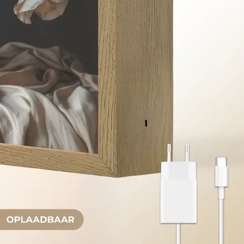 Bloemen - Vaas - Kunst - Stilleven Light Box met batterij (Wandlamp) middel -USP_websiteoplaadbaarNL