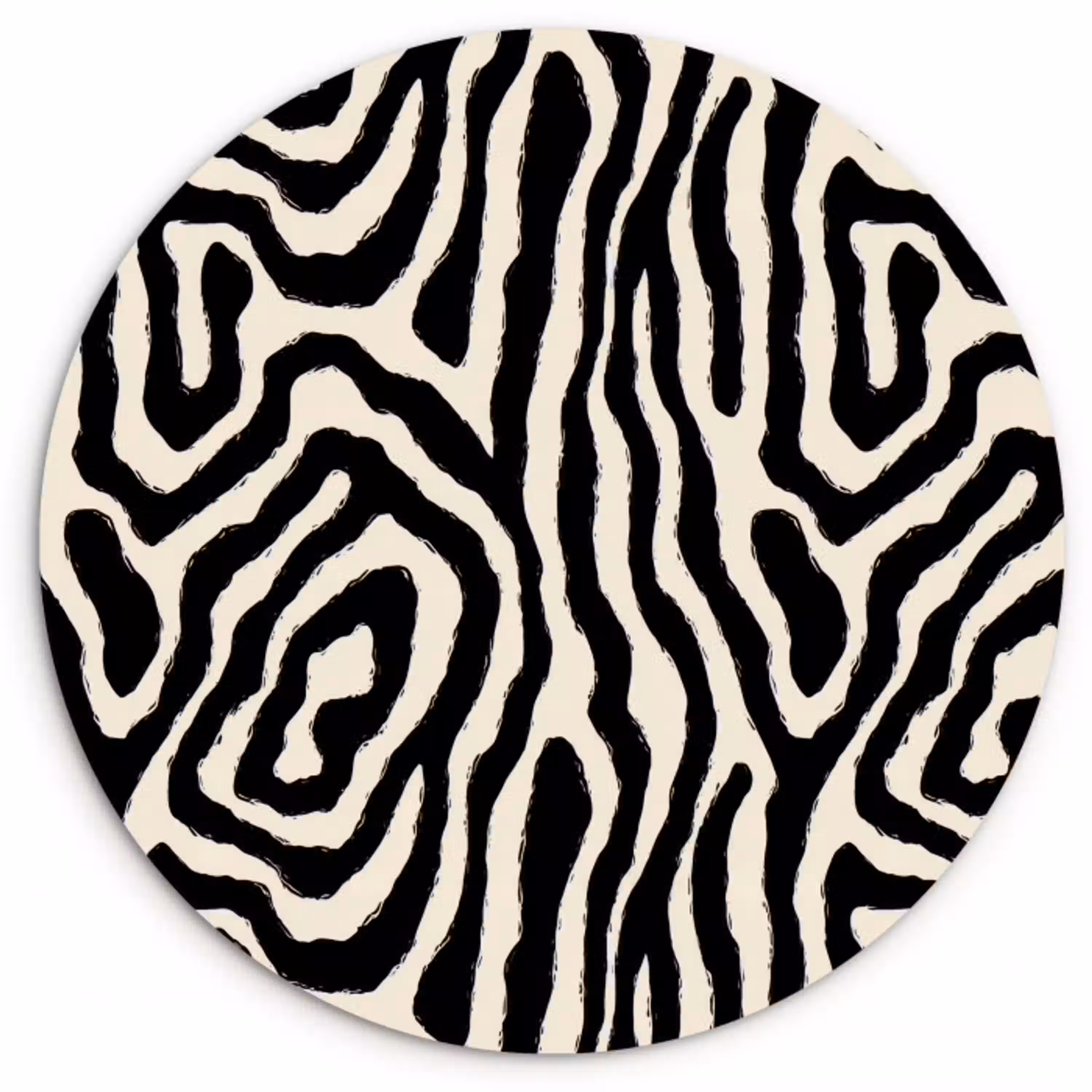 Zebra - Zwart - Abstract Wandcirkel kunststof plaat 5mm dik klein 188 -3d