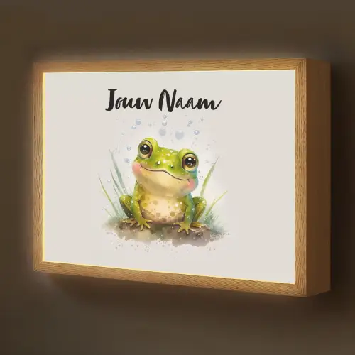Kikker - Groen - Waterverf - Dieren - Jongen - Meisje Light Box met batterij (Wandlamp kind) middel -z3d_website