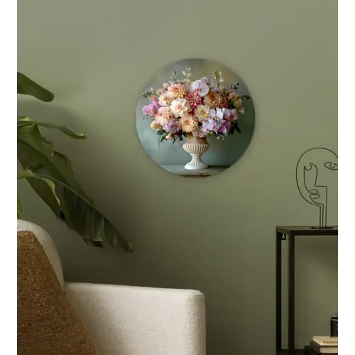 Orchidee - Boeket - Vaas - Bloemen Wandcirkel plexiglas klein -sfeer3