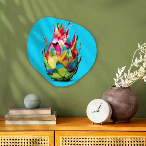 Drakenfruit - Blauw - Levendig Wandcirkel Organisch Forex 3mm klein -sfeer2
