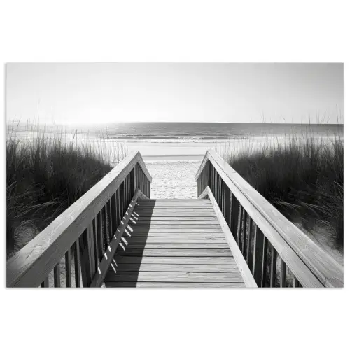 Loopbrug - Hout - Strand - Zee poster papier klein -3d