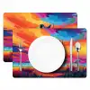 Neushoorn - Zonsondergang - Savanna - Kleurrijk Placemat vinyl groot -zzsfeer2_Kitchenyeah-website