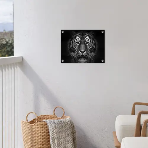Tijger in het zwart-wit tuinposter los doek klein -sfeer8