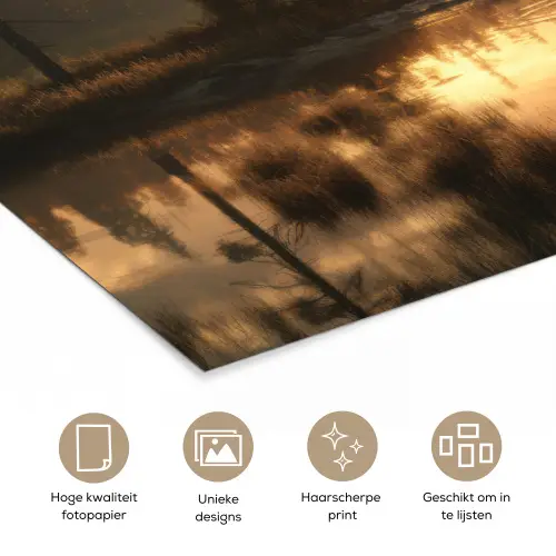 Beer - water - Bos - Ochtendlicht poster papier klein -closeup_NL