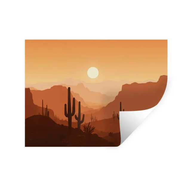 Wall Sticker - Landscape - Desert - Cacti - Sun