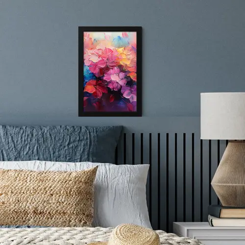 Bloemen - Roze - Watercolor - Kunst fotolijst zwart zonder passe partout klein -sfeer3
