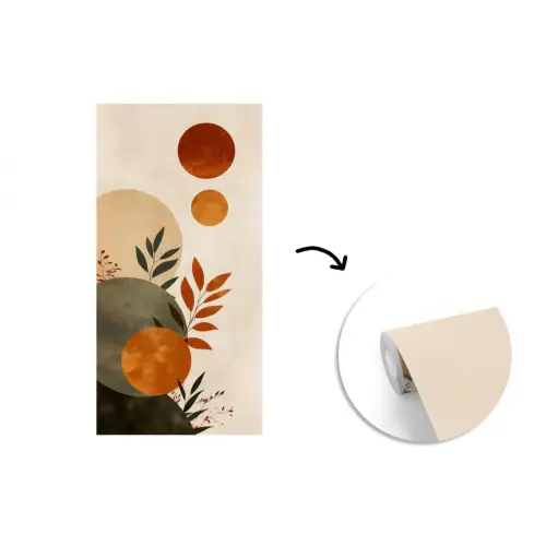 Vormen - Rond - Bladeren - Beige fotobehang vinyl groot -3d