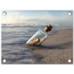Glazenfles - Post - Zee - Zand tuinposter los doek klein -3d