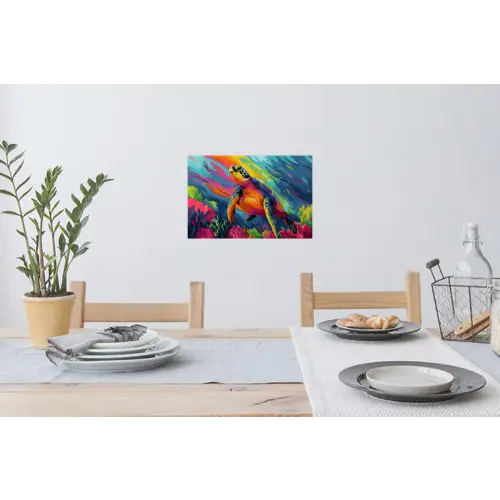 Koraal - Schildpad - Abstract - Water Muursticker klein -eettafel