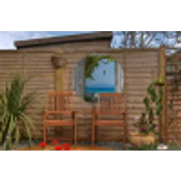 Strand - Tropisch - Zee - Doorkijk Wandcirkel tuinposter met ringen klein -buiten3