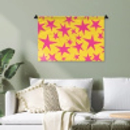 Sterren - Patroon - Roze - Geel Wandkleed katoen klein 269 -sfeer7