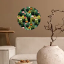 Katten - Bloemen - Kleurrijk Wandcirkel behangsticker klein 186 -sfeer1