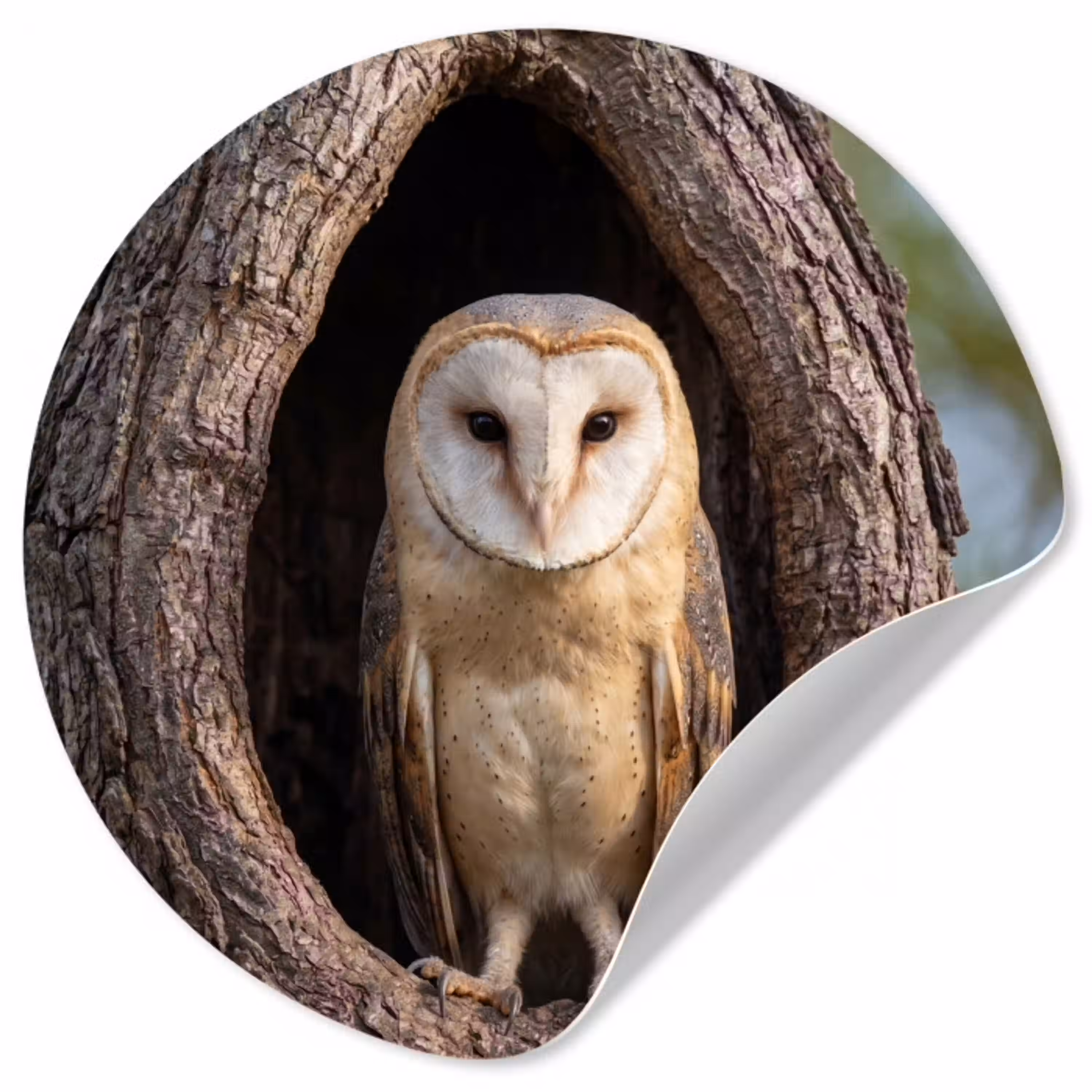 Kerkuil - Boom - Natuur - Bruin Wandcirkel behangsticker klein -3d