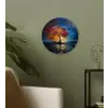 Boom - Blauw - Bladeren - Vakken Wandcirkel kunststof plaat 5mm dik klein -sfeer3