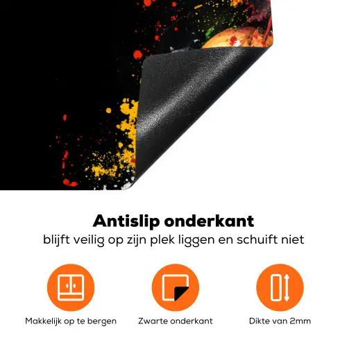 Fastfood - Graffiti - Hamburger - Eten - Modern Inductie beschermer vinyl 3mm klein -zzzzzzz-td-onderkant