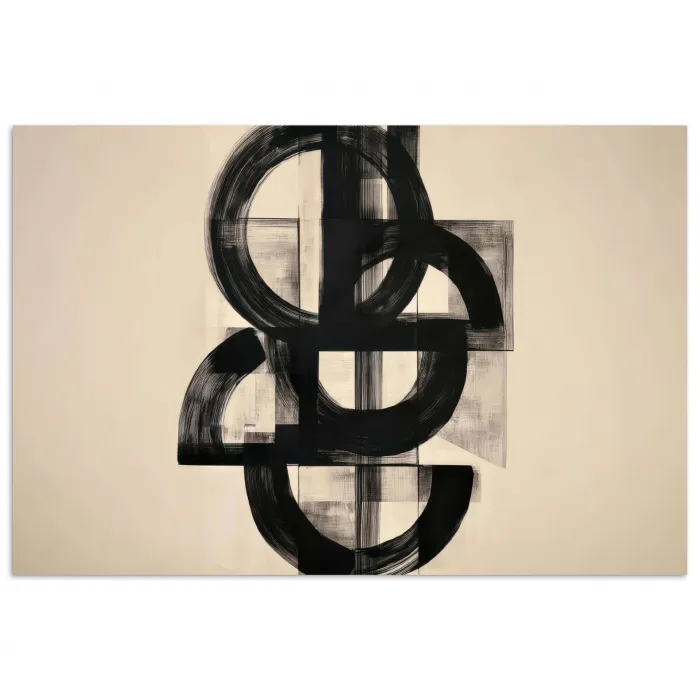 Cirkels - Lijnen - Vormen - Zwart poster papier klein -3d