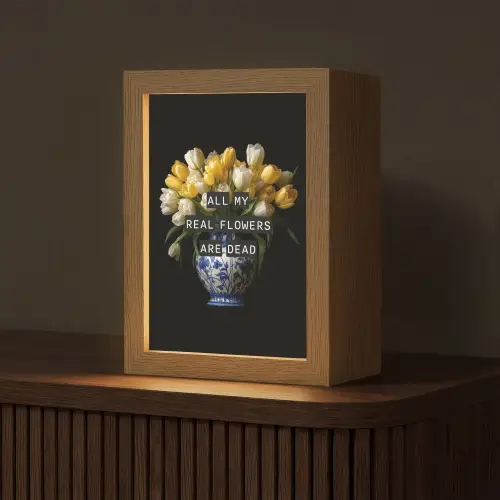Quotes - Bloem - Tulp - Geel Light Box met kabel (Tafellamp) klein -z3d_website