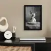 Sphynx - Kat - Dieren - Humor - Spaghetti - Zwart Wit fotolijst zwart zonder passe partout klein -sfeer1