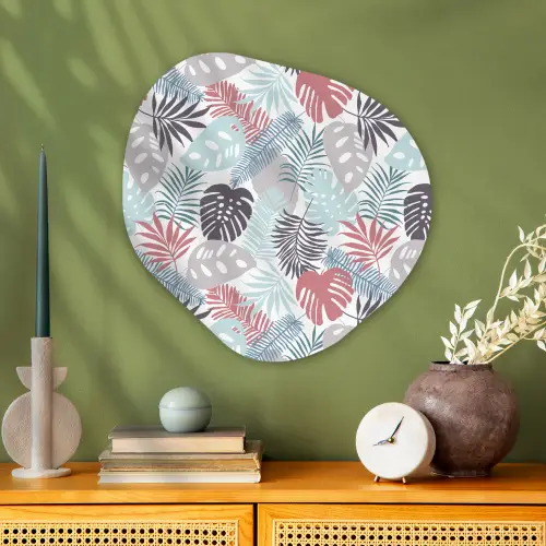Bladeren - Jungle - Pastel - Tropisch Wandcirkel Organisch Plexiglas middel -sfeer2