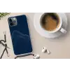 Lijnen - Abstract - Blauw - Wit Hoesje iPhone 12 Pro met koord klein -oordop