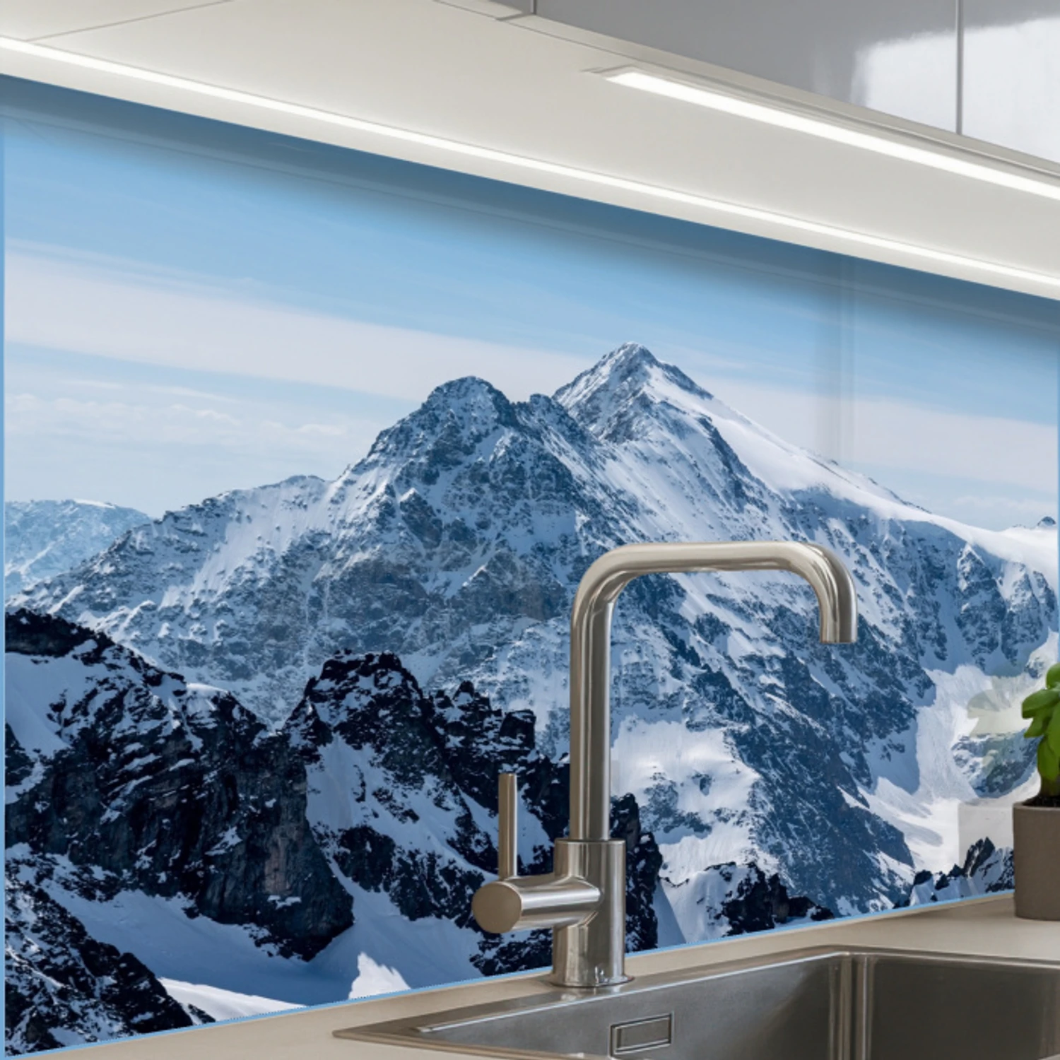Landschap - Bergen - Sneeuw - Wit keuken achterwand 2 middel -zzzz3d_schuin