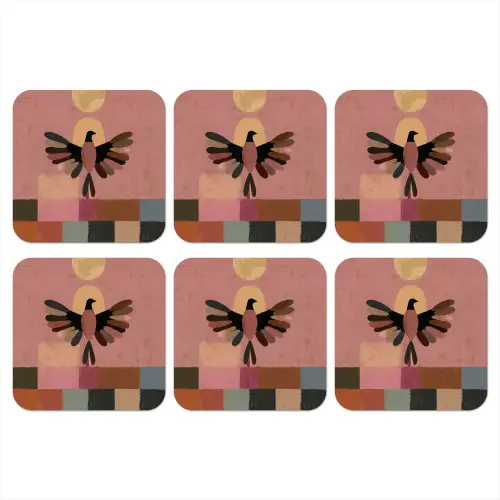 Illustratie - Vogel - Vlakken - Kleurrijk onderzetter kurk middel -3d