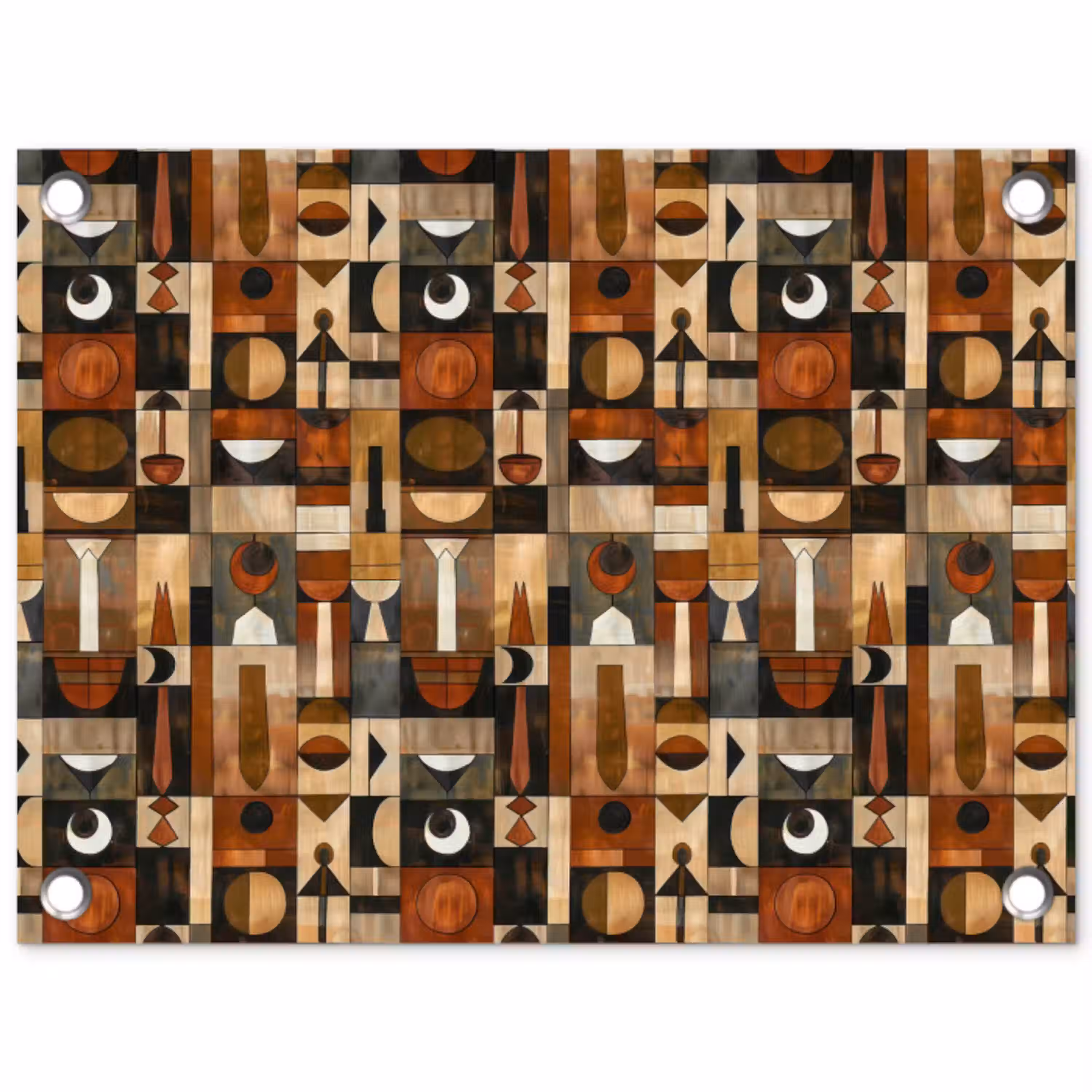 Terracotta - Geometrisch - Mid-Century - Patroon tuinposter los doek klein 239 -3d