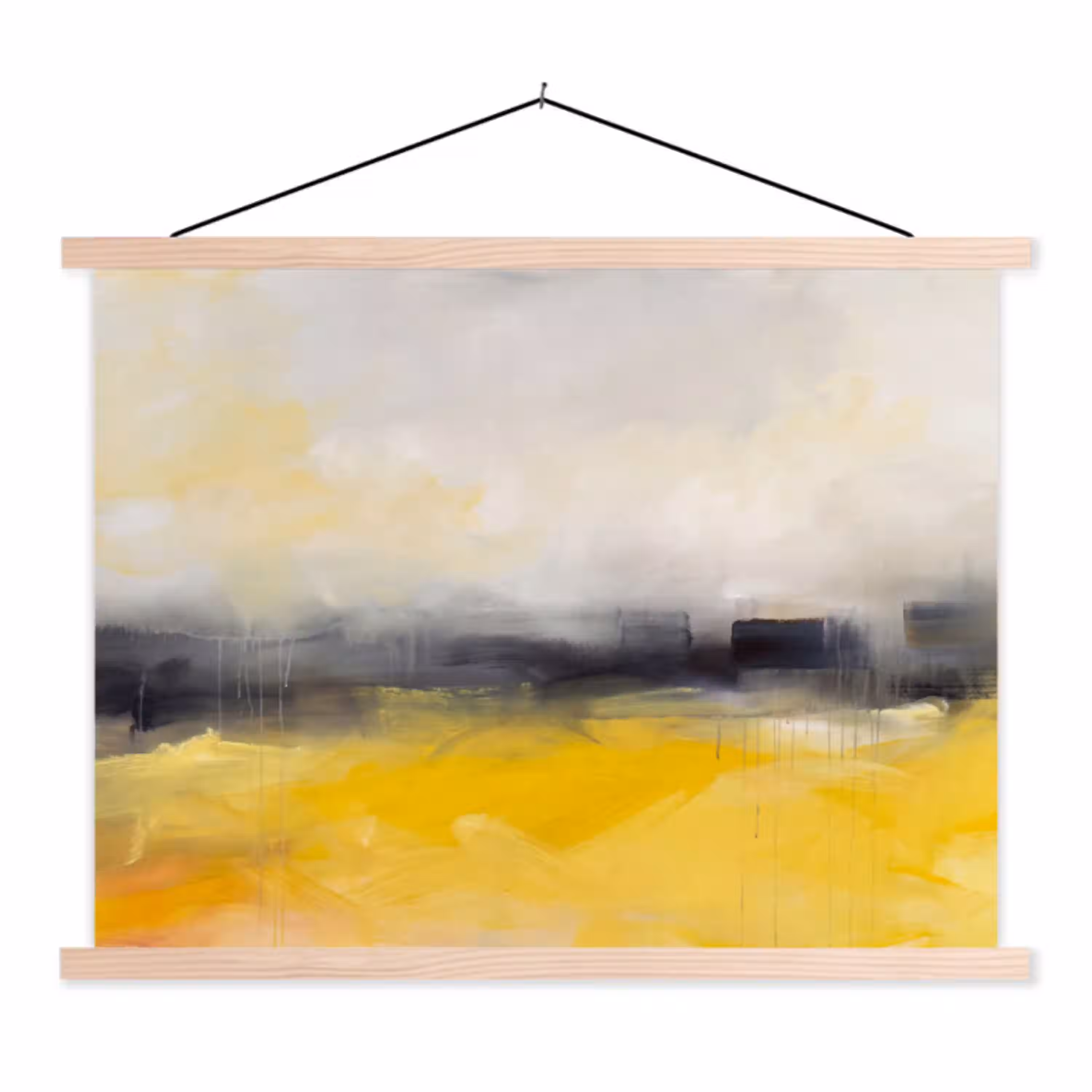 Abstract - Landschap - Modern - Geel textielposter latten blank klein -3d