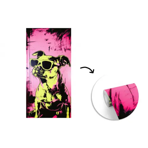 Hond - Zonnebril - Roze - Art fotobehang vinyl groot -3d
