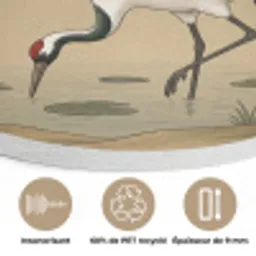 Kraanvogels - Water - Beige Akoestische PET Vilt - Rond klein -closeup_FR