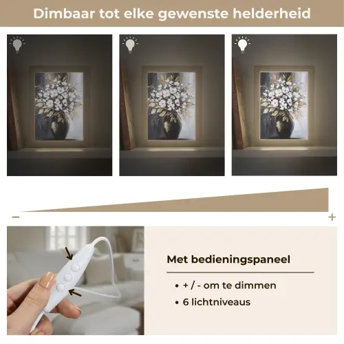Bloemen - Wit - Vaas - Abstract Light Box met kabel (Tafellamp) klein -USP_dimbaarNL