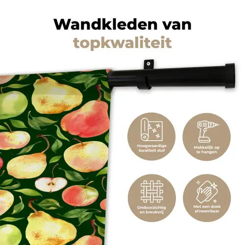 Appels - Peren - Fruit - Groen Wandkleed katoen klein 269 -sfeer2