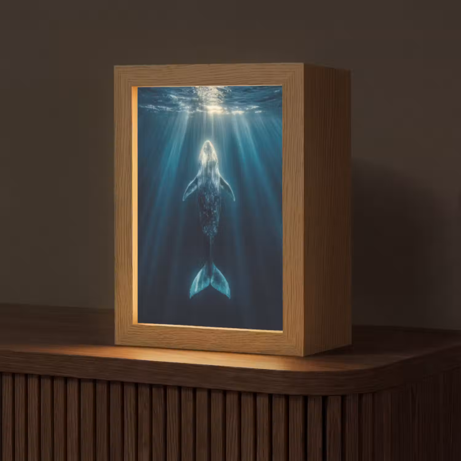 Tischlampe - Wal - Wasser - Sonnenstrahlen - Blau