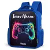 Neon - Controller - Verfspatten - Game Kinderrugzak - Blauw middel -schuin