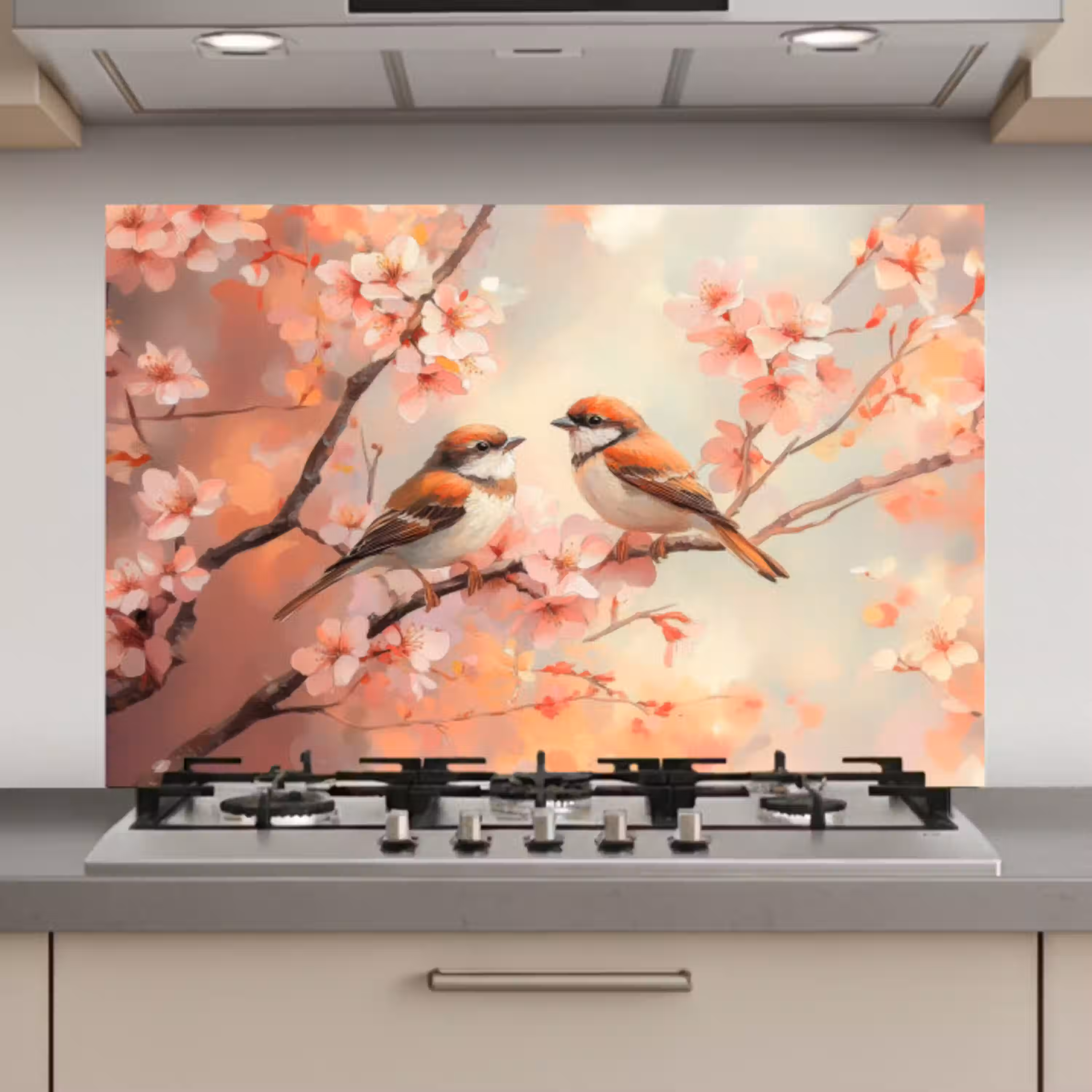 Vogels - Romantic - Bloesemtak keuken achterwand spatscherm klein -3d_website