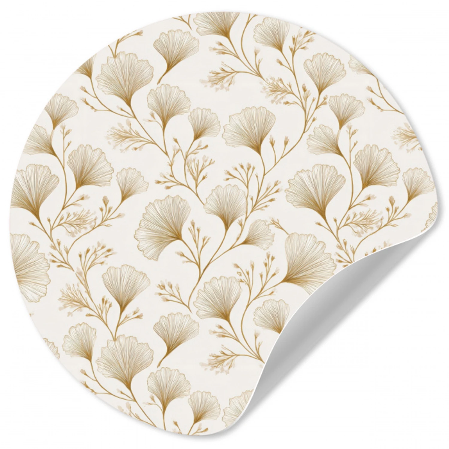 Ginkgo - Takken - Goud Wandcirkel behangsticker klein 186 -3d