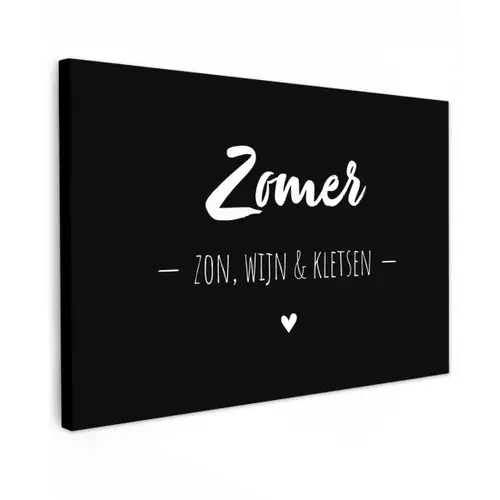 Zomer, zon, wijn & kletsen - Tekst - Zomer - Wijn - Quotes Tuinposter op houten frame 2 cm dik klein -3d