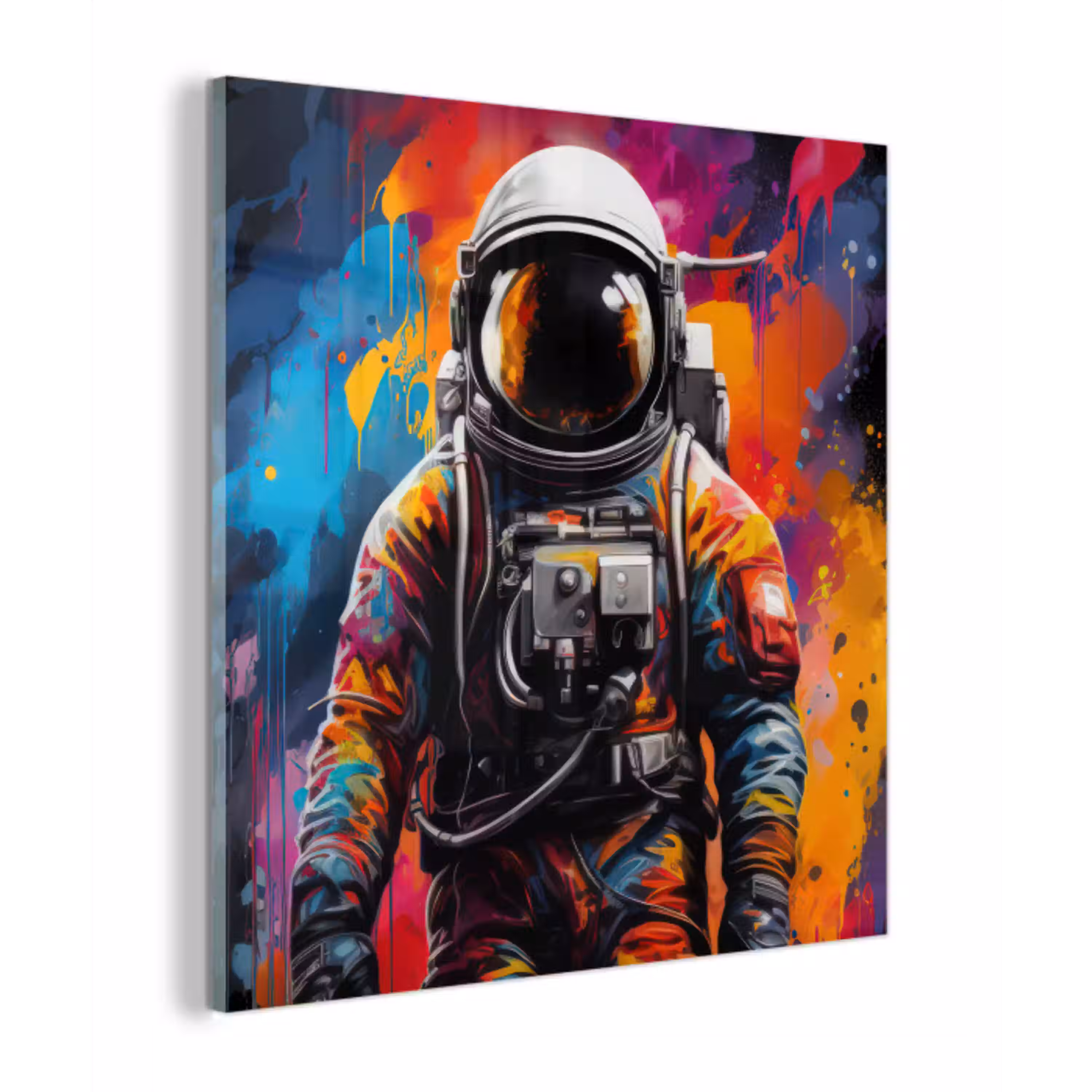 Astronaut - Graffiti - Zwart - Kleuren plexiglas 5mm klein -z3d