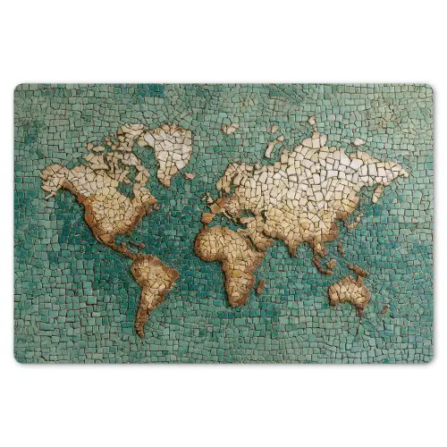 Wereldkaart - Gebroken tegels - Mozaïek Placemat vinyl groot -zzsfeer1_Kitchenyeah-website