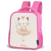 Ballerina kitten in beige kleuren Kinderrugzak - Roze middel -schuin