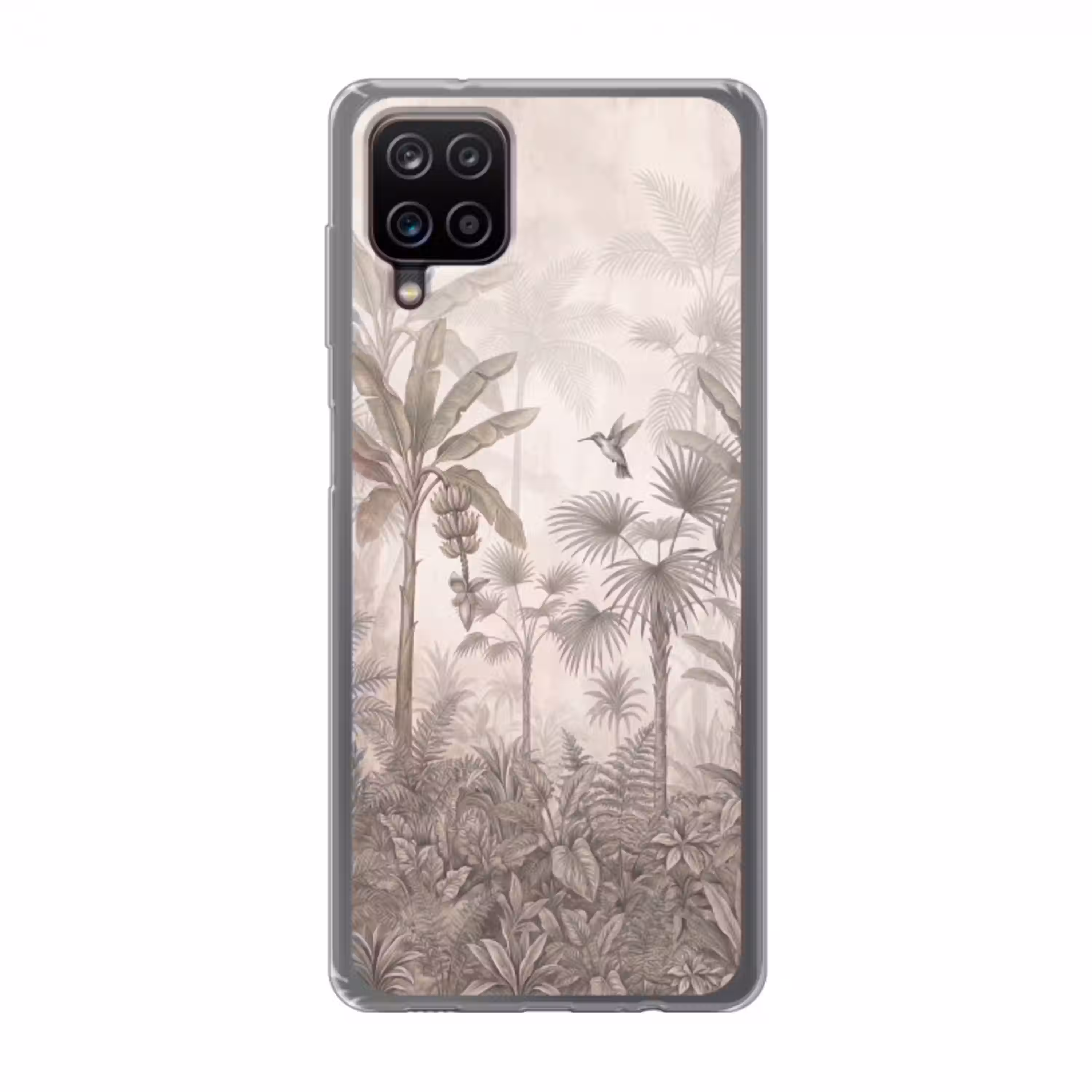 Jungle - Banenboom - Kolibrie - Beige Telefoonhoesje Samsung Galaxy A12 klein -3d