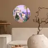 Huizen - Minimalistisch - Palmbomen - Kust Wandcirkel behangsticker klein -sfeer1