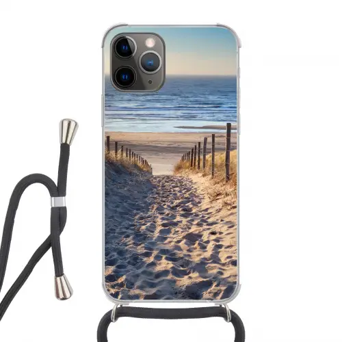 Strand - Zee - Nederland - Duinen - Zon Hoesje iPhone 12 Pro met koord klein -3d